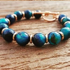 Blue Agate Wire Boho Bracelet